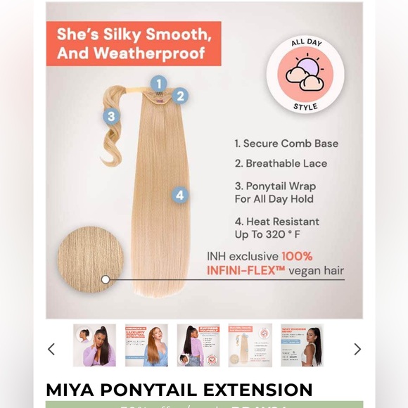 INH ponytail extension MIYA-Vanilla Blonde - Picture 2 of 12